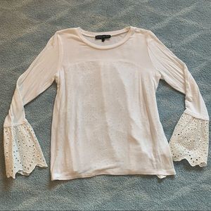 White Shirt with Crochet Sleeves and Back